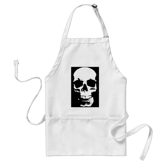 Delantal Arte pop blanco y negro Skull estilo Guay (Frente)