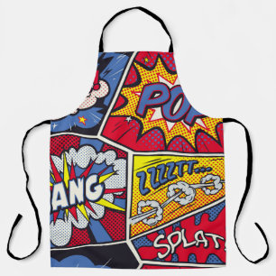 Delantal Arte pop retro, patrón de gritos de historietas.