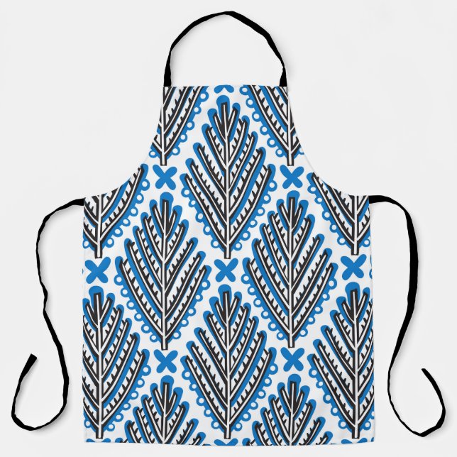 Delantal Arte Popular Escandinavo: Diseño Retro Floral (Anverso)