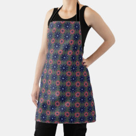 Delantal Arte popular polaco inspirado en azul y rojo sobre