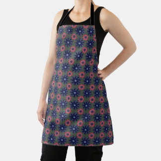 Delantal Arte popular polaco inspirado en azul y rojo sobre