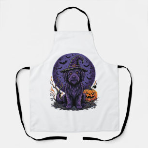 Delantal Arte vectorial de perro de bruja de calabaza de Ha