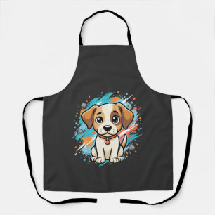 Delantal Arte vectorial de perro lindo con salpicaduras de
