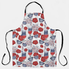 DELANTAL ARTÍCULOS PATRIÓTICOS DE FESTIVE AZUL BLANCO Y ROJ