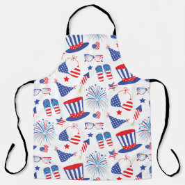 DELANTAL ARTÍCULOS PATRIÓTICOS DE VERANO AZUL ROJO BLANCO