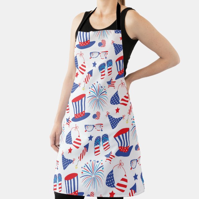 DELANTAL ARTÍCULOS PATRIÓTICOS DE VERANO AZUL ROJO BLANCO (in situ)