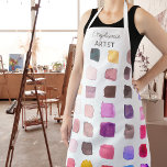 Delantal Artista colorista personalizado Apron<br><div class="desc">Este delantal está decorado con un patrón de muestras de color en tonos sutiles. Perfecto para un artista o alguien que disfruta pintando. Personalice esta plataforma con su nombre o monograma. Porque creamos nuestra obra de arte no encontrarás este diseño exacto de otros diseñadores. Acuarela original © Michele Davies.</div>