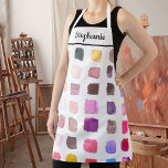 Delantal Artista de acuarela personalizada<br><div class="desc">Este delantal está decorado con un patrón de acuarelas en tonos rosa,  violeta y beige. Perfecto para un artista o alguien que disfruta pintando. Personalice esta plataforma con su nombre o monograma. Acuarela original © Michele Davies.</div>