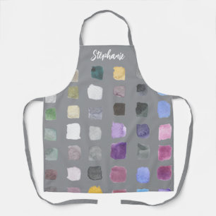 Delantal Artista de Acuarela Personalizada Gris