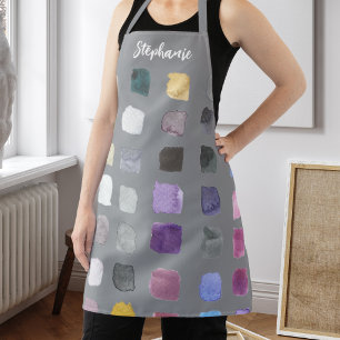 Delantal Artista de Acuarela Personalizada Gris
