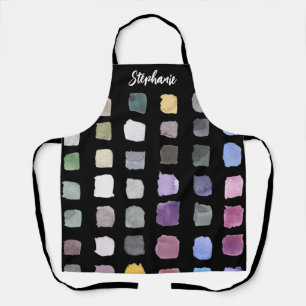 Delantal Artista de Acuarela Personalizada Negro