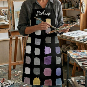 Delantal Artista de Acuarela Personalizada Negro