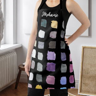Delantal Artista de Acuarela Personalizada Negro