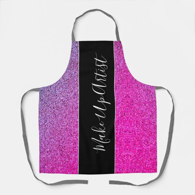 Delantal Artista de maquillaje de Purpurina morado rosado (Anverso)