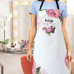 Delantal Artista de maquillaje rosa<br><div class="desc">Repleta de tonos vivos y floridos, esta impresión es un festín visual perfecto para artistas de maquillaje, bloggers de belleza, influenciadores y todo aquel que busque un toque de colorida elegancia floral con un toque de glam. Con peonías rosadas brillantes, paleta de maquillaje, pinceles de maquillaje y lápiz labial. Apron,...</div>