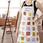 Delantal Artista de óxido personalizado Apron<br><div class="desc">Este delantal está decorado con un patrón de muestras de color en tonos rojizos, marrones y terracota. Perfecto para un artista o alguien que disfruta pintando. Personalice esta plataforma con su nombre o monograma. Porque creamos nuestra obra de arte no encontrarás este diseño exacto de otros diseñadores. Acuarela original ©...</div>