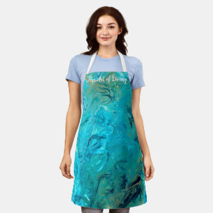 Delantal Artista esmeralda personalizado de diseño de mármo