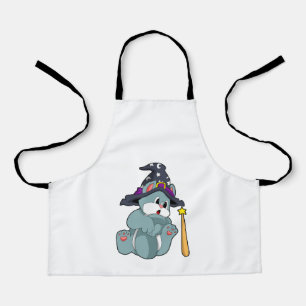 Delantal Asistente para gato con varita mágica y Gorra