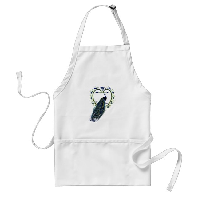 Delantal Asombroso pavo real y adornado marco floral cardía (Frente)