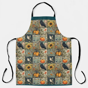 Delantal Aspecto de patchwork de otoño vintage calabaza búh
