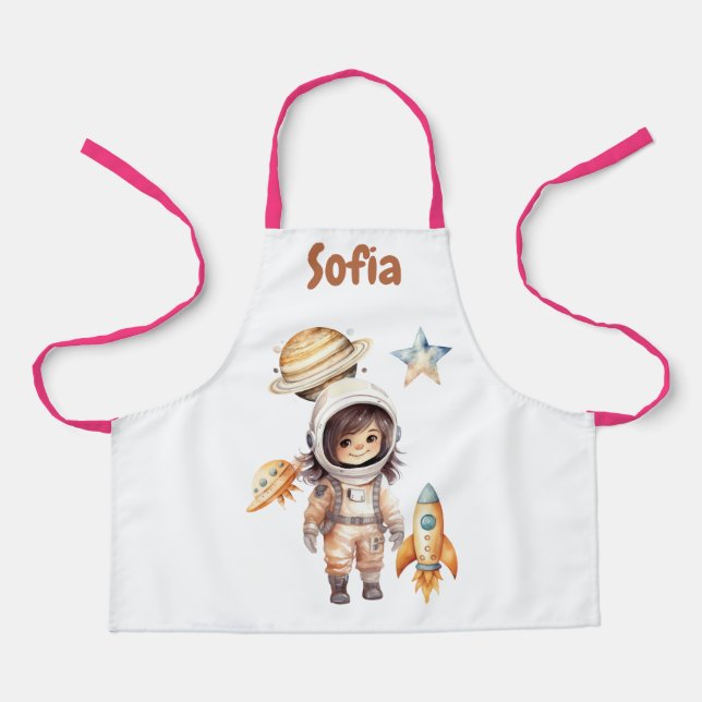 Delantal Astronauta Cute Space Adventure personalizada (Anverso)