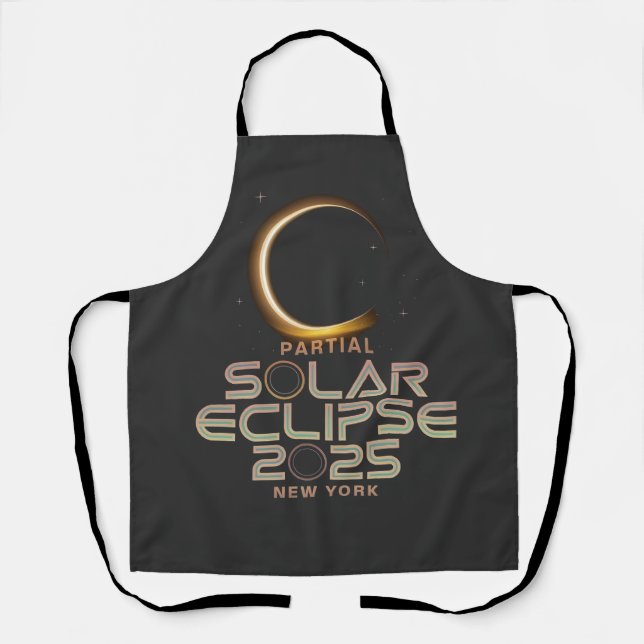 Delantal Astronomía de 2025 con eclipse solar parcial (Anverso)
