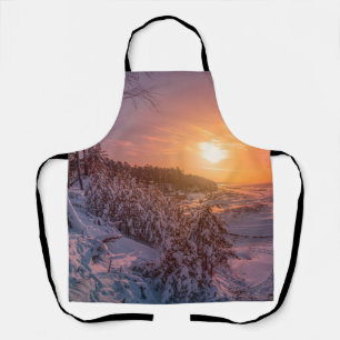 Delantal Atardecer sobre la costa del mar de nieve