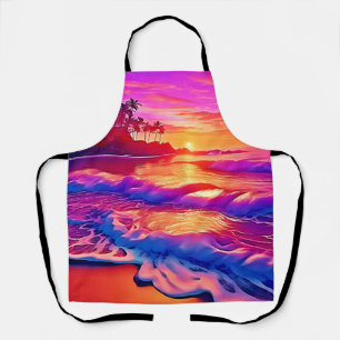 Delantal Atardecer tropical: arte reluciente en la playa