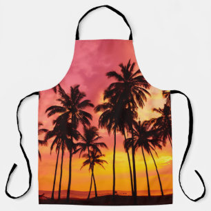 Delantal Atardecer tropical: Serenidad de la silueta de la 