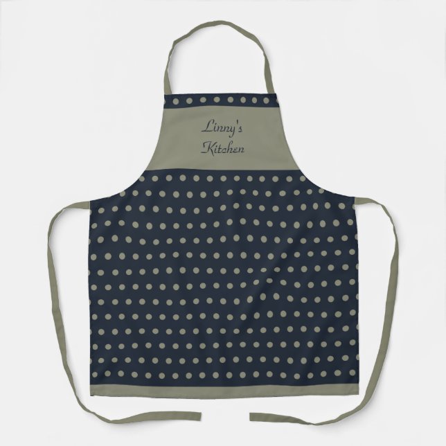 Delantal Atractivo sabio de polka y dorado negro (Anverso)
