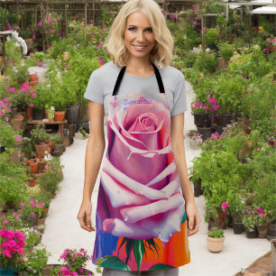 Delantal Audaz arte rosa rosa bohemio personalizado