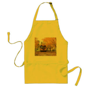 Delantal Autobús escolar amarillo cromado en otoño