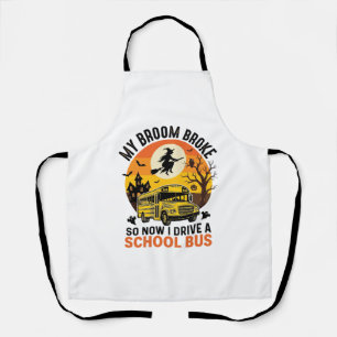 Delantal Autobús Escolar de Halloween Bruja Diseño Vintage