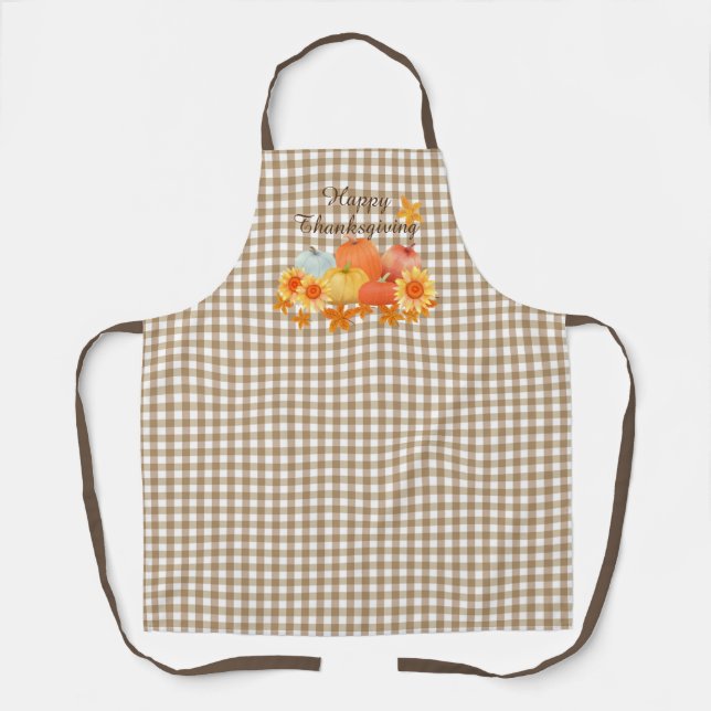 Delantal Autumn Pumpkin Brown Gingham (Anverso)