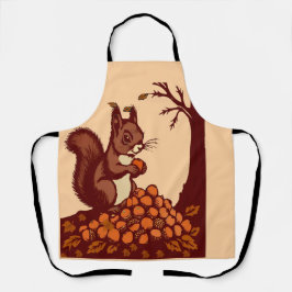 Delantal 🐿️ Autumn Squirrel All-Over Print Apron - Peach