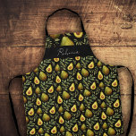 Delantal Avacado Personalizado Monogram Apron<br><div class="desc">Obra de arte rústica acuarela de Valarie Wade. Se puede cambiar el color de fondo. Opción Monograma y Nombre personalizado. Perfecto para divertirse en la cocina.</div>
