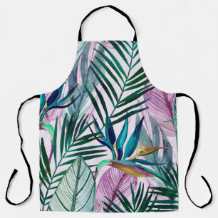 Delantal Ave del paraíso tropical, patrón acuático