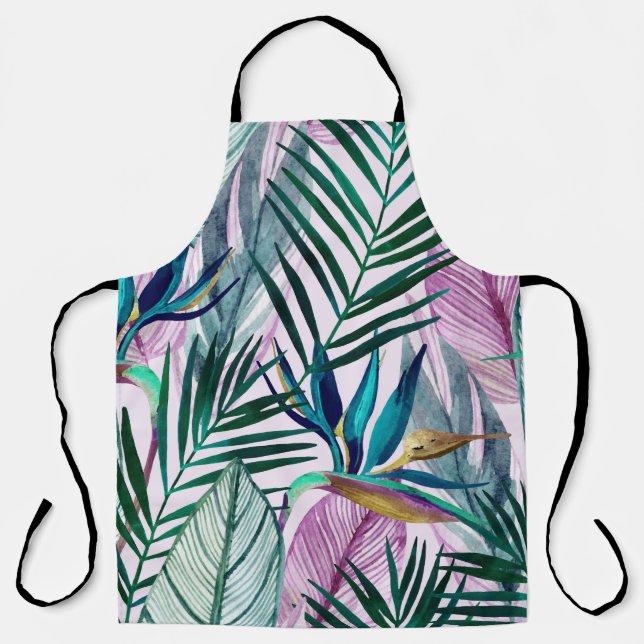 Delantal Ave del paraíso tropical, patrón acuático (Anverso)