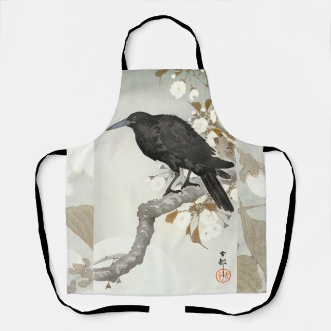 Delantal Ave japonesa Crow Raven Koson (Anverso)