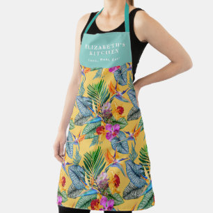 Delantal Ave Tropical Del Paraíso Y Jardín De Verano Orquíd