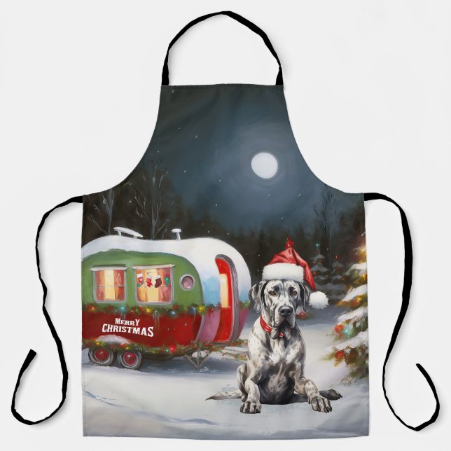Delantal Aventura de los Navidades de Winter Great Dane Car (Anverso)