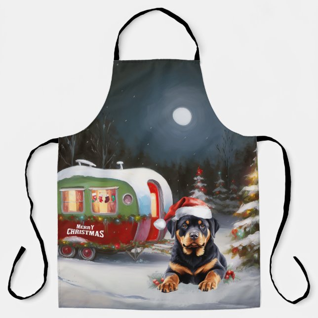 Delantal Aventura de Navidades de Caravana de Winter Rottwe (Anverso)