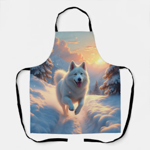 Delantal Aventura Navideña de Samoyed en Montaña Nevada