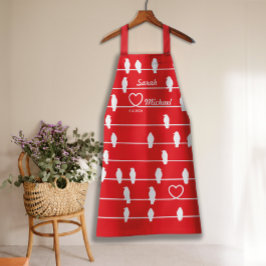 Delantal Aves amorosas Corazón Apron rojo y blanco