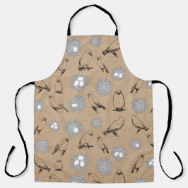 Delantal Aves de época y Nest Rustic Kraft Brown