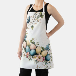 Delantal Aves de Pascua y Primavera Floral con colores de a