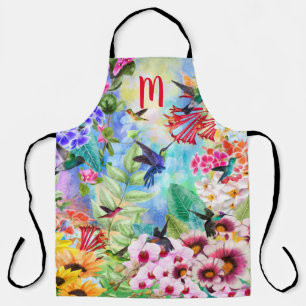 Delantal Aves monogramadas con flores