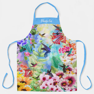 Delantal Aves monogramadas con flores
