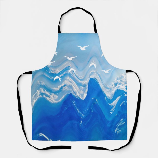 Delantal Aves sobre las olas del mar (Anverso)