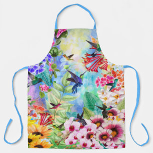 Delantal Aves tartamudeadas con flores